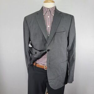 H&M Men's Sport Coat Blazer Two Button‎ Gray Polyester Blend Size 48R SLIM FIT